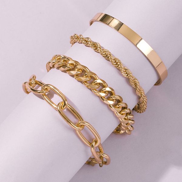 Cadenas de oro pulsera de cadena trenzada multicapa pulseras de mujer brazalete hip hop discoteca fiesta joyería de moda voluntad y regalo de arena