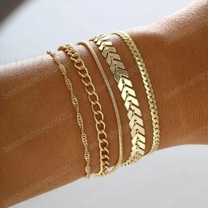 Mode Gouden Kleur Armband Set Voor Vrouwen Minimalistische Snake Twisted Rope Chain Bangle Vrouwelijke Meisjes Trend Sieraden Accessoires