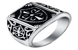 Модное золотое кольцо с щитом Флер де Лис, мужское серебряное кольцо с гербом, кольцо из нержавеющей стали, байкерское ювелирное изделие, размер 7-1418919104