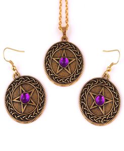 Mode or couleur noeud PENTACLE pendentif fond solide pentagramme strass choix collier boucle d'oreille ensemble bijoux 1448729