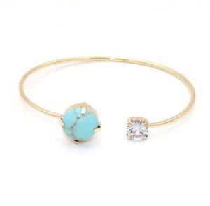 Mode gouden kleur rose quartz turquoise steen manchet bangle armband lapis lazuli druzy armbanden voor vrouwen