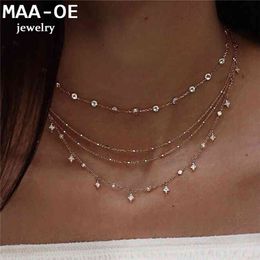 Mode or cristal étoiles pendentif colliers pour femmes collier multiniveau femme Boho Vintage bijoux cadeau de mariage 210721