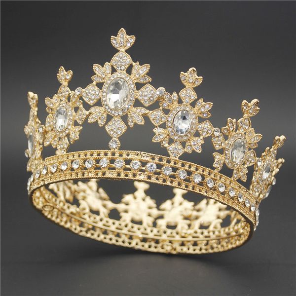 Fashion Gold Cristal Tiara Couronne pour accessoires Queen King Diadem Cheveux Bijoux De Mariage Tiaras et Couronnes Mariée