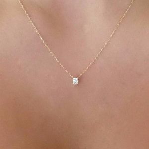 Moda Oro Diamantes Collares Delicado Solitario Colgante Delicado Colgantes Collar Joyería Nupcial Diamante Flotante Jewellery3052