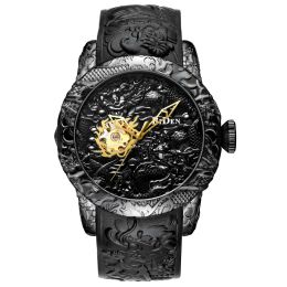 Mode Gouden Draak Sculptuur Mechanische Horloges Mannen Horloge Waterdicht Grote Wijzerplaat Sport Horloges Mannen Horloge Top Merk Klok