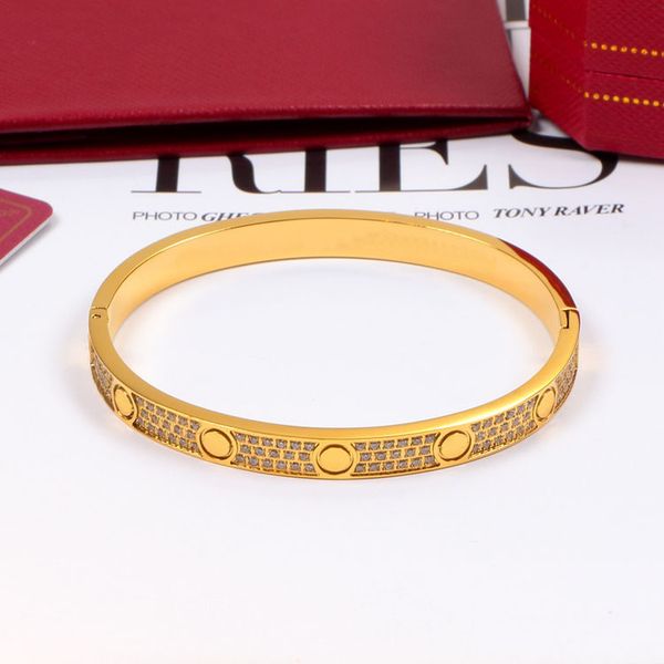 Mode Or Eternal Love Gold Cuff Bracelet Designer Bijoux pour Hommes Femmes Plein Diamant Bracelet Sier Cadeaux Femmes Bracelets