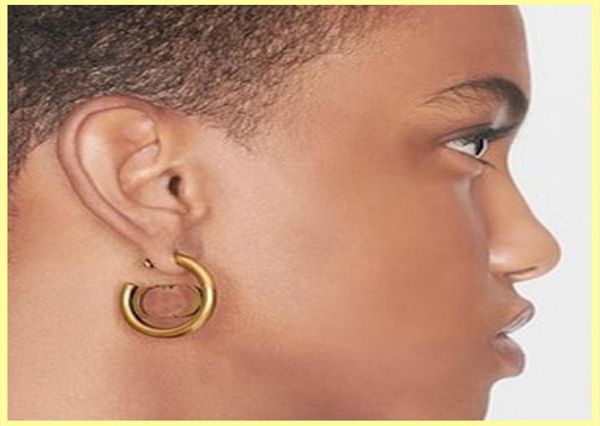 Mode Or Hoop Mâle Boucle D'oreille Petite Taille Hooggie Boucles D'oreilles Lettre Cercle Oreille Stud Bijoux Carte Affichage pour Homme Femme Fête Mer Gir6206182