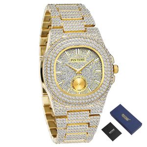 Mode Goud Iced Out Horloge Heren Diamond Hip Hop Mens Horloges Topmerk Luxe Quartz Clock Reloj Hombre Relogio Montre Homme X0625