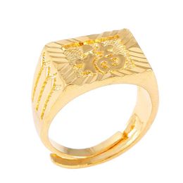 Mode gouden geluksring heren gouden kleur geluk Adjustbale messing ring in Chinese311R