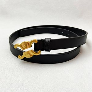 Ceintures fines avec boucle à aiguille en or pour hommes et femmes, classiques, en cuir de vache véritable, accessoires de haute qualité, en cuir noir