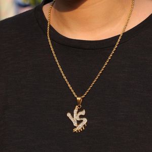 Mode- Vergulde Bling Bling Bling Rhinestone Mens Womens VS Letter Pedant Ketting Hip Hop Rapper Sport Game Sieraden Geschenken Voor Mannen Vrouwen