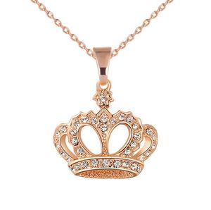 Mode Vergulde Crystal Crown Hanger Ketting Rhinestone Crown Bruiloft Sieraden Bruid Dames Meisjes Ketting Kettingen