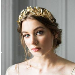 Mode vergulde metalen blad hoofdband vintage haarband voor vrouwen bruiloft elegante bladeren haaraccessoires