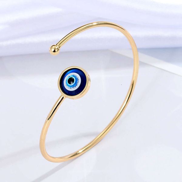 Moda Gold Sier Plating Charm Lucky Big Turkish Evil Eyes Open Cuff Bangle Pulsera Joyería para mujeres Damas