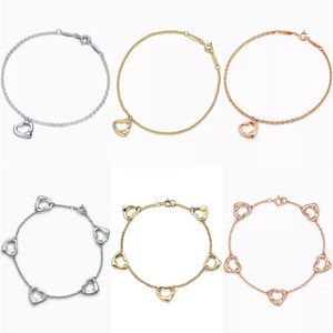 Fashion Gold T Designer Open Heart Pendant Bracelet Collier Set Famouse Brand Jewelry Classic Hollow Love Tag Bracelets for Women Wedding Party Gift