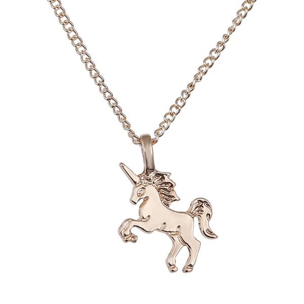 Mode or licorne cheval alliage clavicule chaîne dames bijoux pendentif collier Style bon cadeau pour un ami