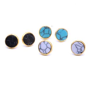 Mode goud geïmiteerde witte turquoise kallaite hars stenen charms stud geometrische oorbellen sieraden voor vrouwen