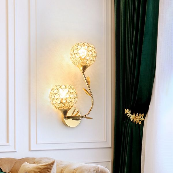 Mode cristal doré lampes murales créatives salon chambre escalier décoration intérieure applique murale