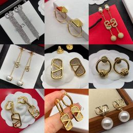 Mode Gouden Oorbel Voor Vrouwen Sieraden Designer Oorbellen Dames Diamanten Oorbellen Luxe Vierkante V Stud Ontwerpers Studs Hoepel