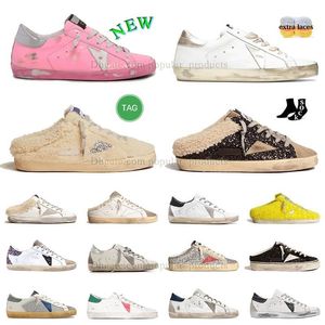 mode sneaker doré hommes femmes marques italie faire chaussure sale mi étoile rose daim blanc rose ruban pantoufle fourrure diapositives plat en cuir formateurs de plate-forme mocassins