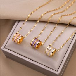 Mode bon chanceux Zircon pendentif collier plaqué or bijoux en acier inoxydable pour les femmes cadeau