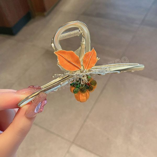 Fashion Grace Crystal Persimmon Hair Claw Sweet Clamps Barrette Headress for Women Girl Hair Accessoires Ponytail Clip