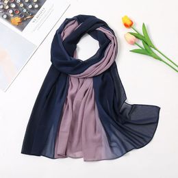 Fashion gradiënt bubble chiffon sjaal instant hijab vrouwen hoogwaardige ombre strand cover-up sjaal wrap nek stal moslim 180 70 cm