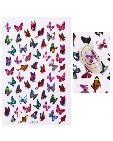Calcomanía de uñas de gradiente de moda 3D láser múltiple diseño de mariposa de mariposa manicura uñas calcomanías de la fiesta de la fiesta del salón 1 3CD1089851