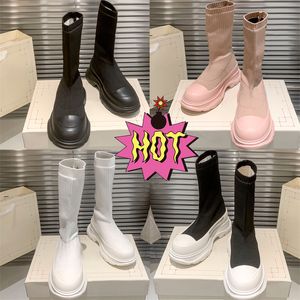 Fashion Graffiti Knit Tread Slick Boots pour femmes blanc argent noir rose designer plate-forme botte femmes chaussures de luxe EUR 35-40, UK 2-7