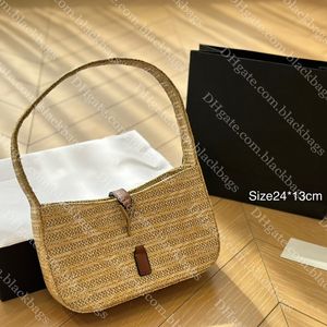 Mode Herbe Tissé Sac À Bandoulière Designer Paille Sacs À Bandoulière Pour Femmes De Haute Qualité Classique Lettre Simple Sac À Main De Luxe Portefeuille Avec Boîte