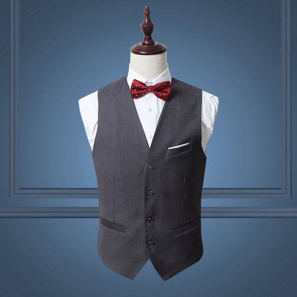 Mode Gris Bleu Plus La Taille Hommes Slim Groom Gilet Pas Cher Groomsman Costume Veste Meilleur Pays Gilet Casual Groom Wear Automne Mariage Gilet