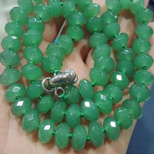 Fashion Green 5x8mm Jades Facetted kralen Strand ketting Women 18inch