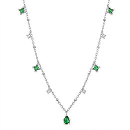 Moda Green Crystal Tassel Water Drop Bead Link Chain Collar Joyería para mujeres Accesorios