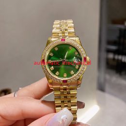 Mode cadran vert dame montre 31mm diamant lunette en acier inoxydable automatique Mechanica saphir perpétuel femmes montres Ar330