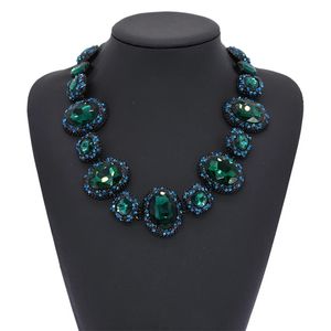 Mode vert verre cristal indien déclaration collier ras du cou femmes ethnique Vintage grand col grand bavoir bijoux 240125