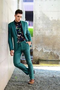 Mode Groene Bruidegom Tuxedos Uitstekende inkeping Revers Slim Fit GroomsMen Blazer Mannen Formele Suit Party Prom Pak (Jas + Broek + Tie) 1294