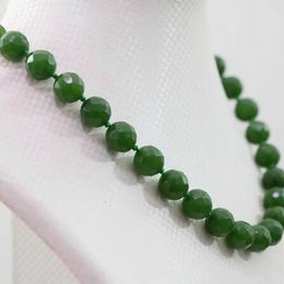 Fashion Green Jades Stone Chlacedony 10mm gefacetteerd rond klassieke sieraden ketting 18 "