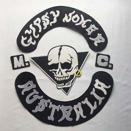 Mode GYPSY JOKER AUSTRALIË MC Club Biker Vest Geborduurde Patch Ijzer Op Volledige Achterkant van Jas Motorcycle Patch 267I