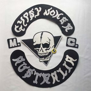 Mode GYPSY JOKER AUSTRALIA MC Club Biker Vest Patch brodé Fer sur le dos complet de la veste Motorcyle Patch 326j