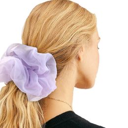 Chouchou élastique pour cheveux, grand anneau de cheveux en mousseline de soie, surdimensionné, couleur unie, corde pour cheveux, accessoire pour cheveux