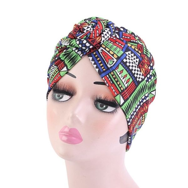 Mode Cheveux Caps Pour Dormir Noué Rétro Style Ethnique Coton Turban Couverture Bonnet Tourbillon Fleur Foulard Chapeau