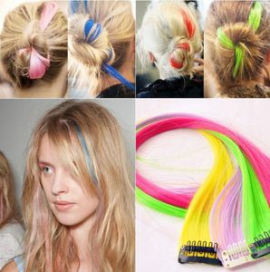 Mode Haarverlenging Voor Vrouwen Lange Synthetische Clip In Extensions Straight Haarsnood Party Highlights Punk Hair Pieces GD379