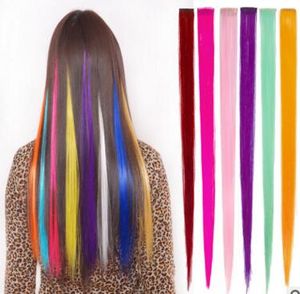 Cheveux à la mode pour les femmes Clip synthétique long en postiche droit Faits saillants de la fête Pièces de cheveux punk