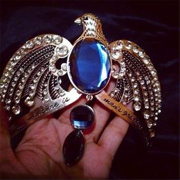 Bandeaux de mode Antique Silver Eagle Crown Animal Blue Crystal Headbands Accessoires de cheveux de mariage