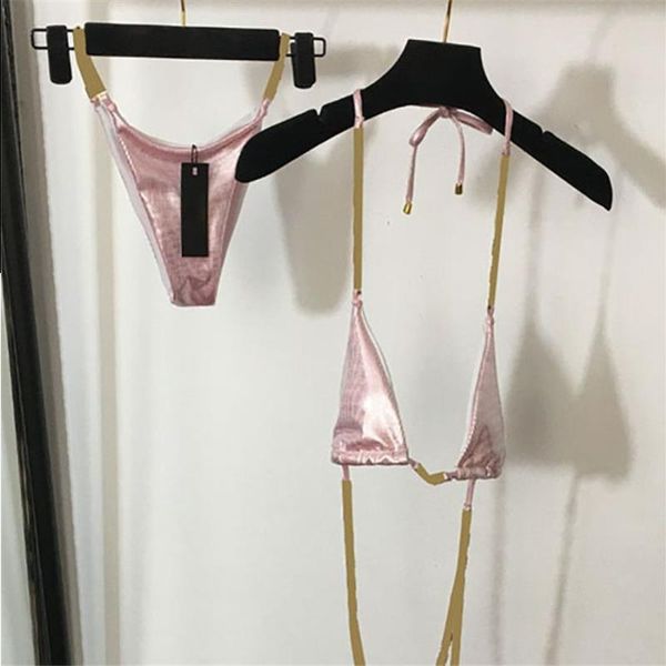 MAINTURES HOTTERS MODE FEMMES Femmes Split Bikinis Set Pink Black Reft Bra Bra Brief Tie de plage Chaire de maillot de bain Chaix de maillot de bain avec baignade Fhreu
