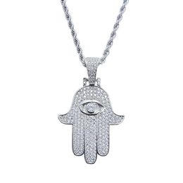 Mode-Hamsa main pendentif colliers pour hommes femmes main de Fatima diamants collier Judée arabe religieux protecteur bijoux réel go256T