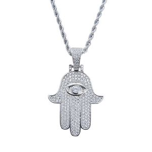 Fashion-Hamsa hand hanger kettingen voor mannen vrouwen Hand van Fatima diamanten ketting Judea Arabische Religieuze Protector sieraden real go2780