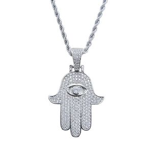 Mode-Hamsa main pendentif colliers pour hommes femmes main de Fatima diamants collier Judée arabe religieux protecteur bijoux réel go311W