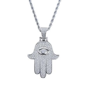 Mode-Hamsa main pendentif colliers pour hommes femmes main de Fatima diamants collier Judée arabe religieux protecteur bijoux réel go328z