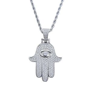 Mode-Hamsa main pendentif colliers pour hommes femmes main de Fatima diamants collier Judée arabe religieux protecteur bijoux réel go283v